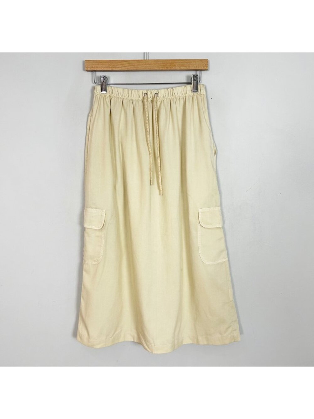 Women's‎ Vintage 90s Khaki Cargo Midi Skirt Casual Chic Trendy Size Small Petite